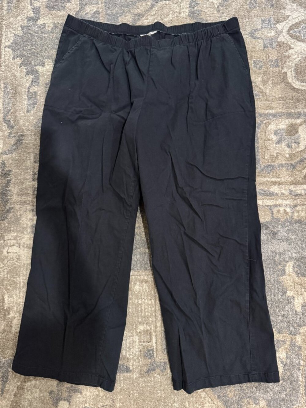 Woman Within Plus Womens Chino Pants 3X Black Elastic Stretch Size 30W x 28"
